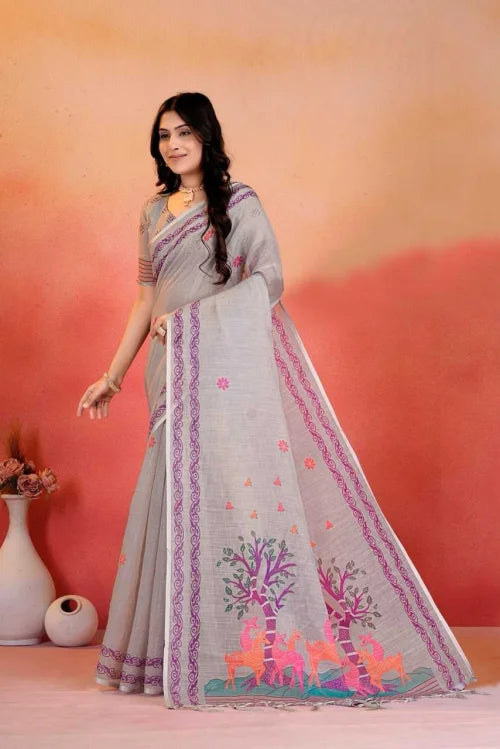 Cotton Designer Saree in Yellow