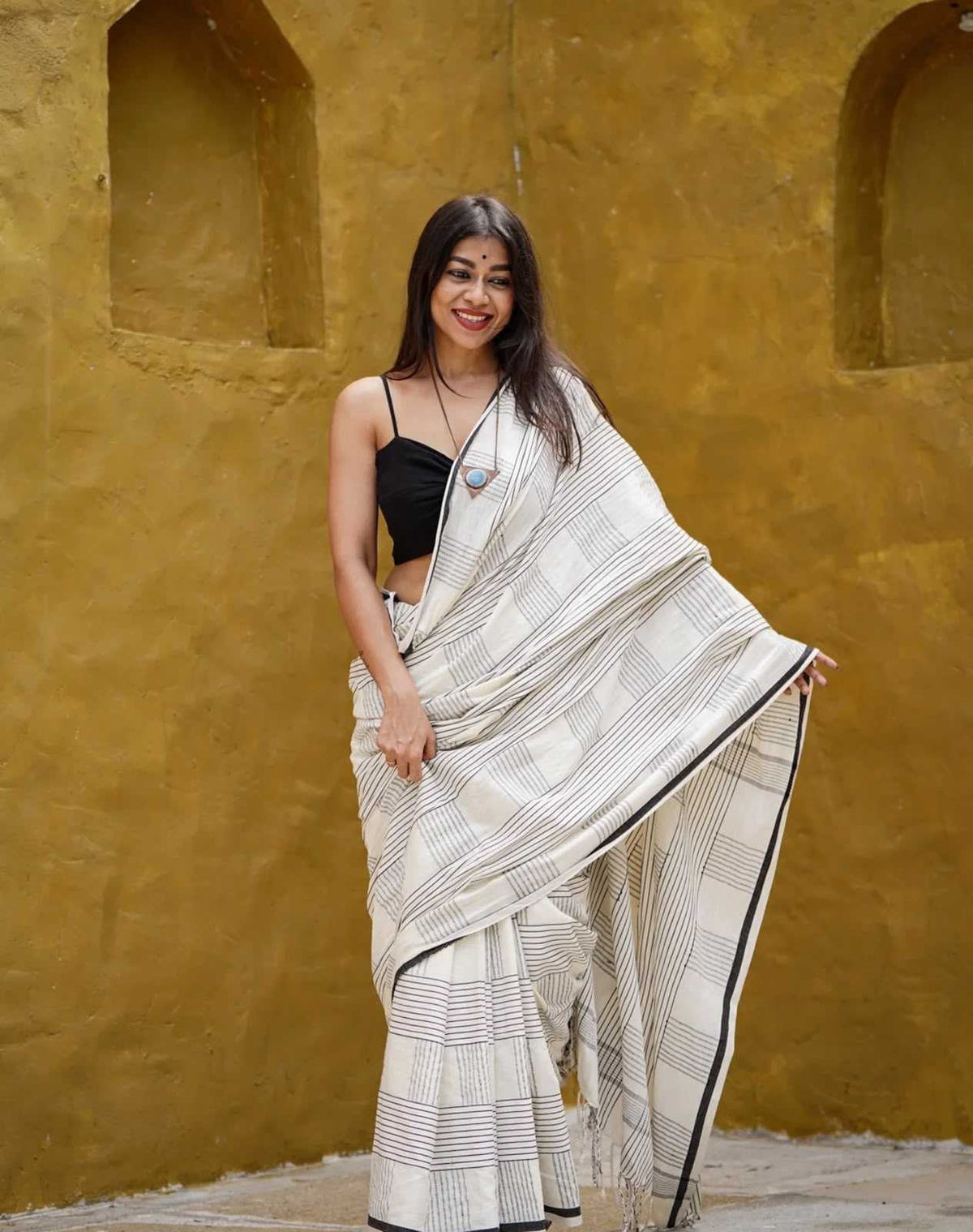 Cotton Designer Saree in White