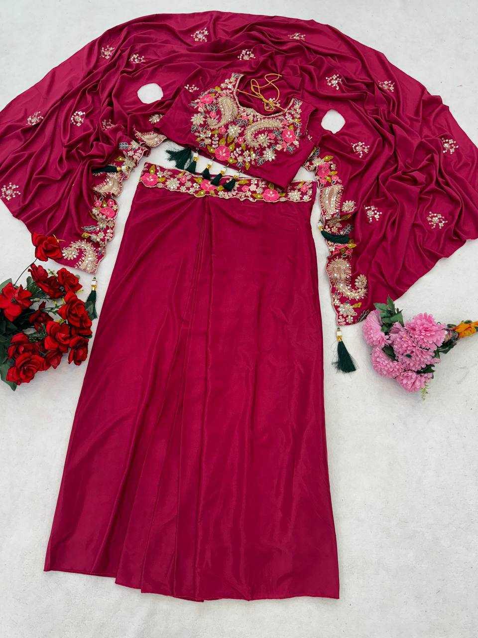 Crepe Silk Sharara Salwar Suit