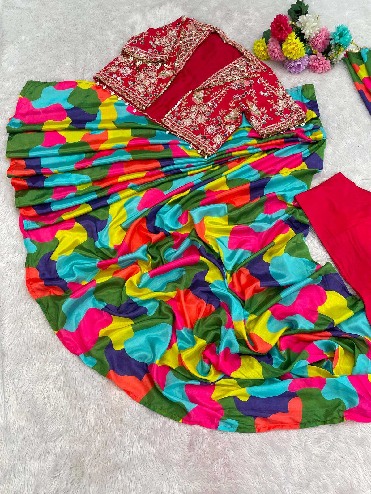 Chinon Silk Ready To Wear Saree