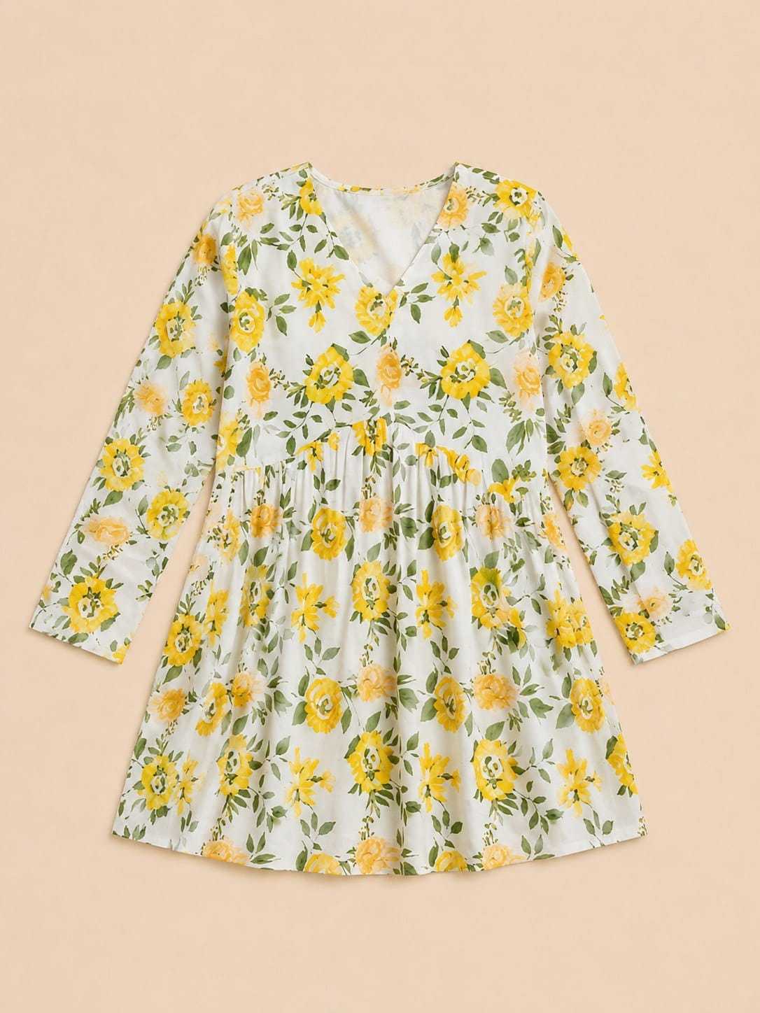 Cotton Kurti in Yellow-White Top