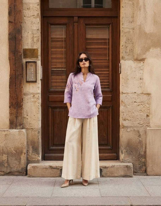 Cotton Kurti in Lavender Top