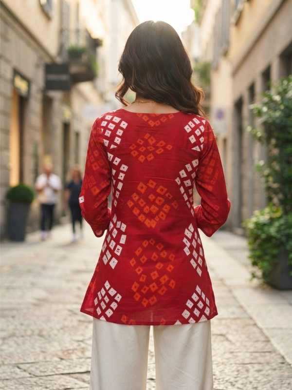 Cotton Designer Kurti in Red Top 1083