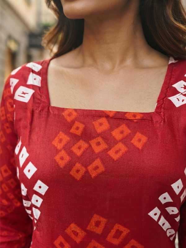 Cotton Designer Kurti in Red Top 1083