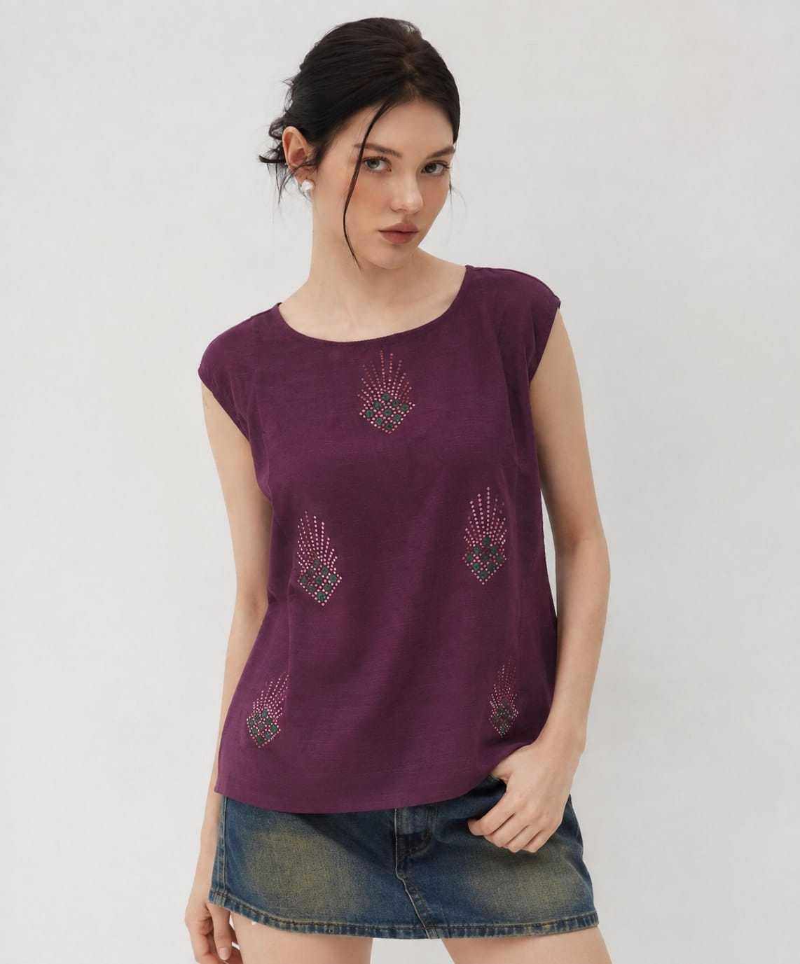 Cotton Kurti in Purple Top