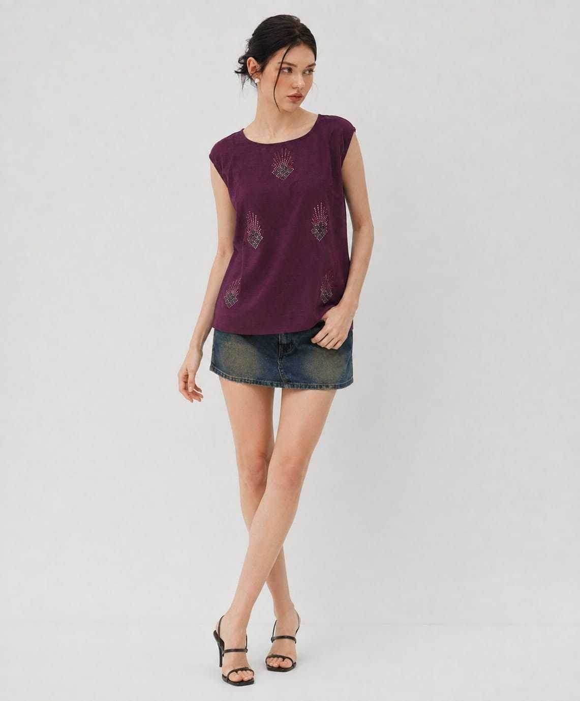 Cotton Kurti in Purple Top