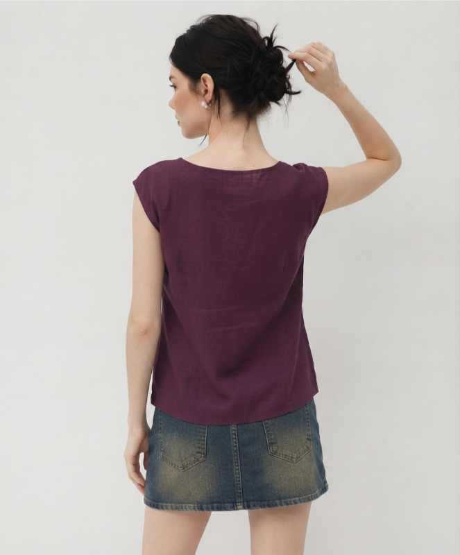 Cotton Designer Kurti in Purple Top