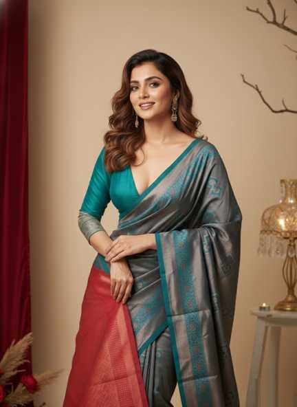 Banarasi Soft Silk Saree in Morpich