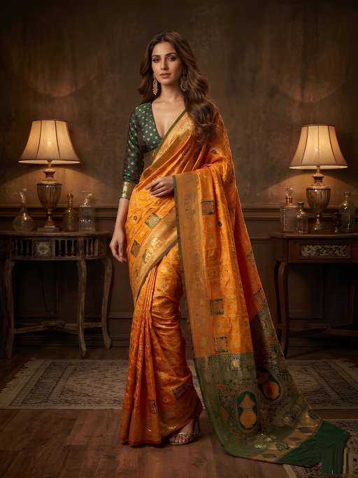 Fancy Designer Saree in Mustard