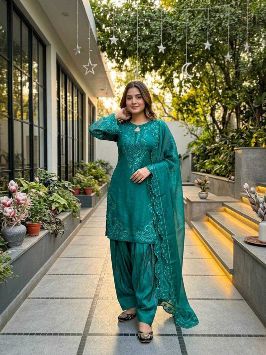 Heavy Roman Silk Embroidery Suit