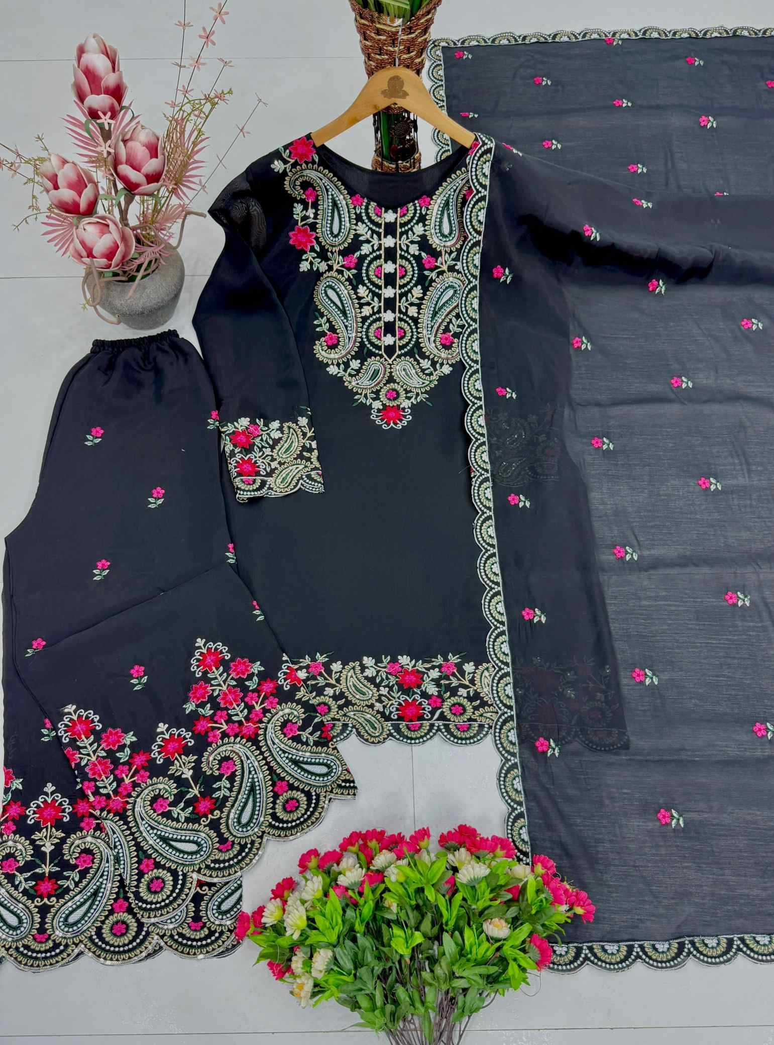 Heavy Roman Silk Embroidery Suit