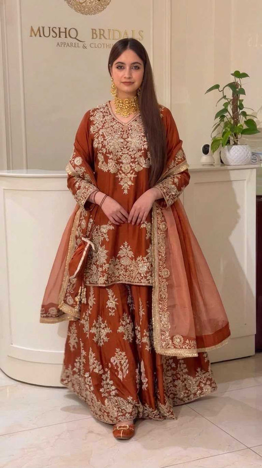 Heavy Silk Embroidery Suit in Morpich