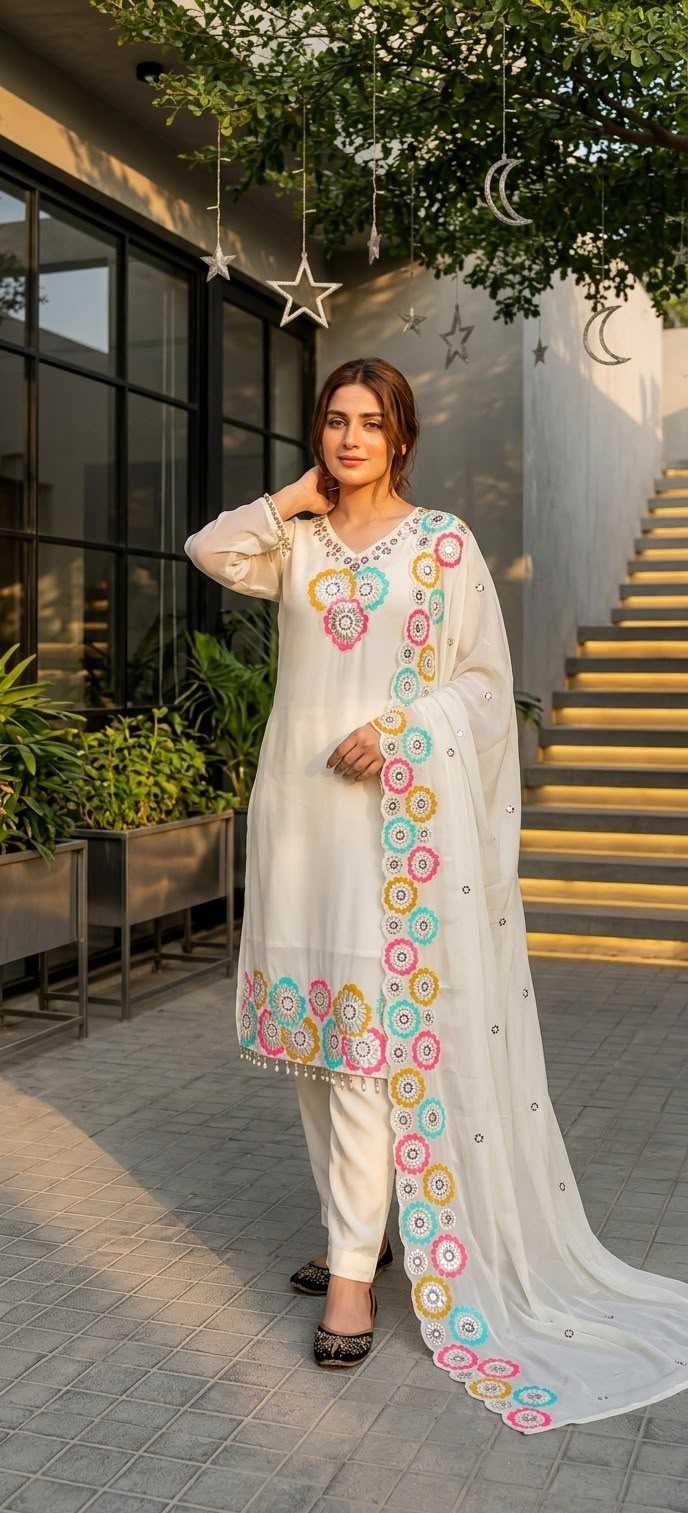 Chinon Silk Embroidery Suit
