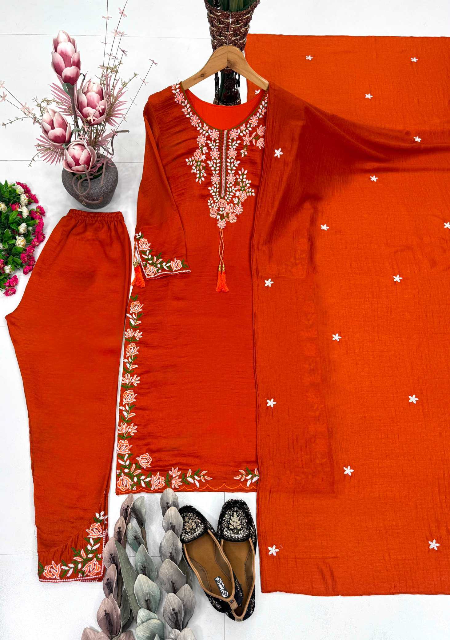 Vichitra Silk Embroidery Suit