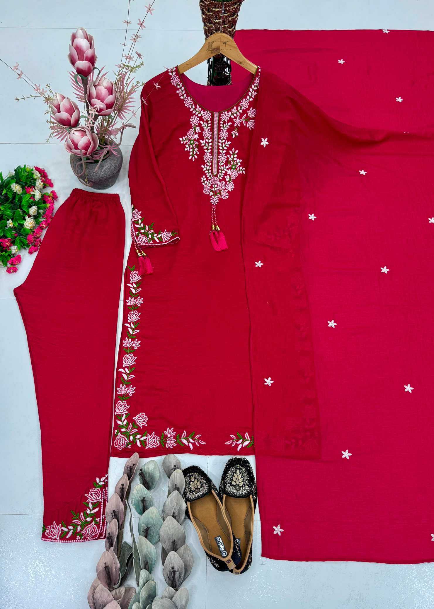 Vichitra Silk Embroidery Suit