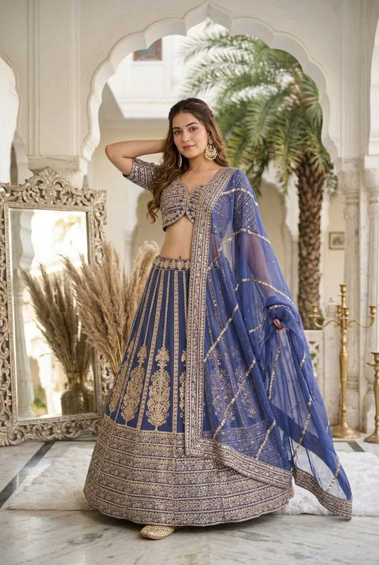 Faux Georgette Embroidered Lehenga 1617