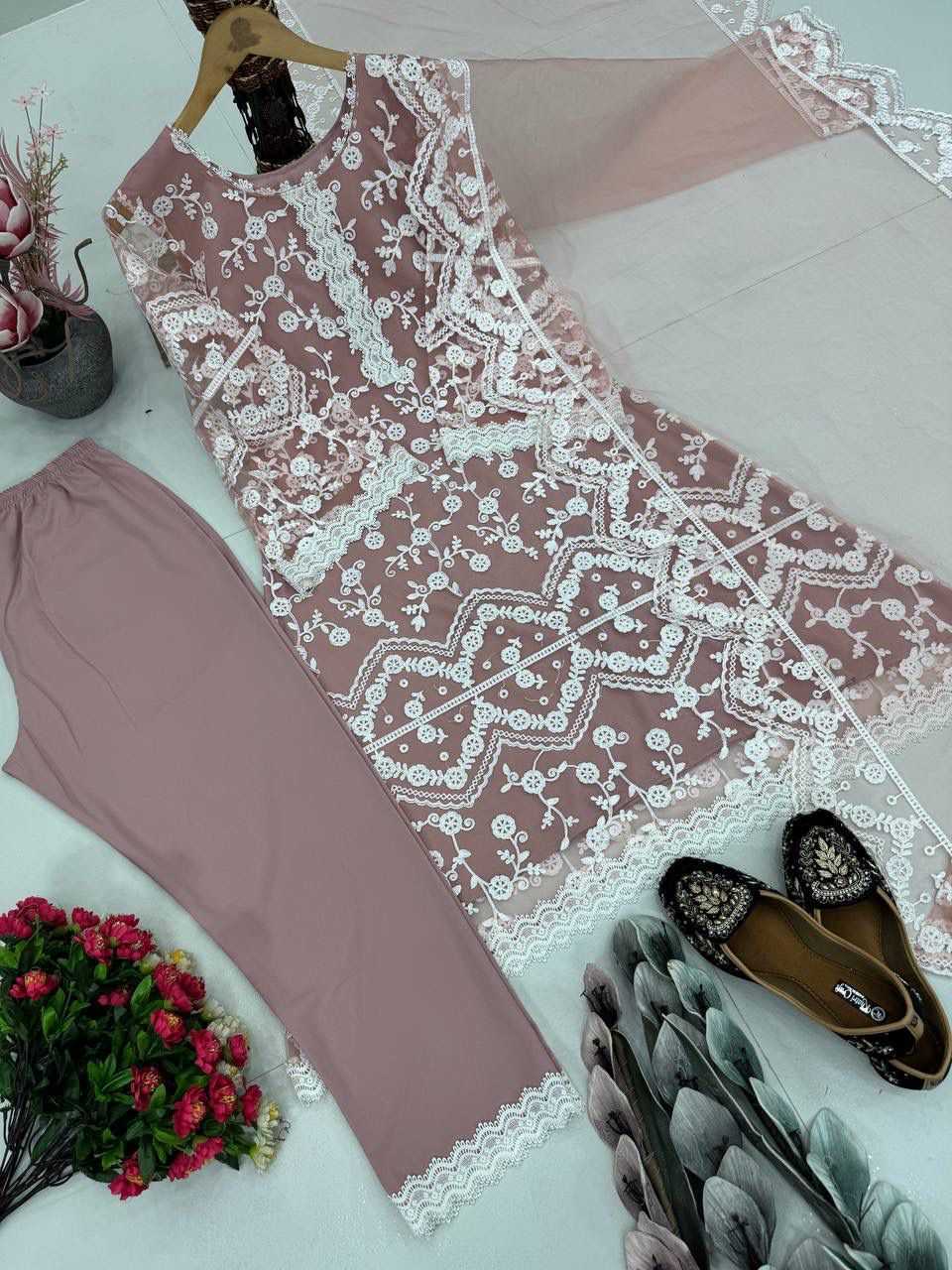 Soft Net Embroidery Suit