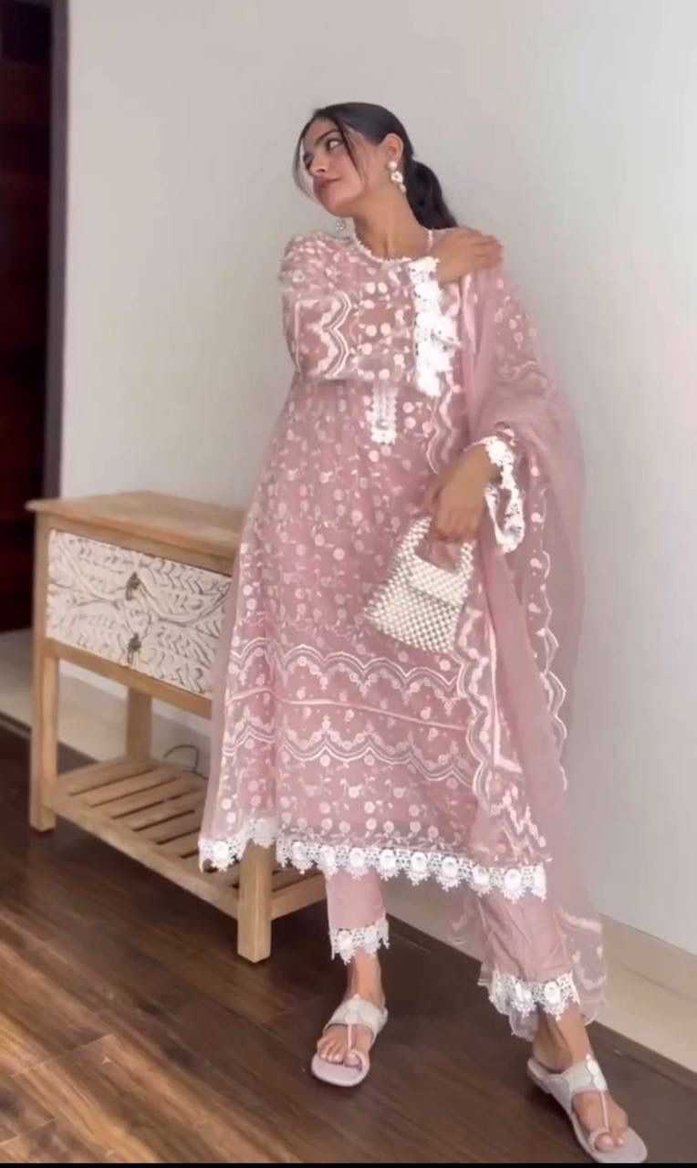 Soft Net Embroidery Suit