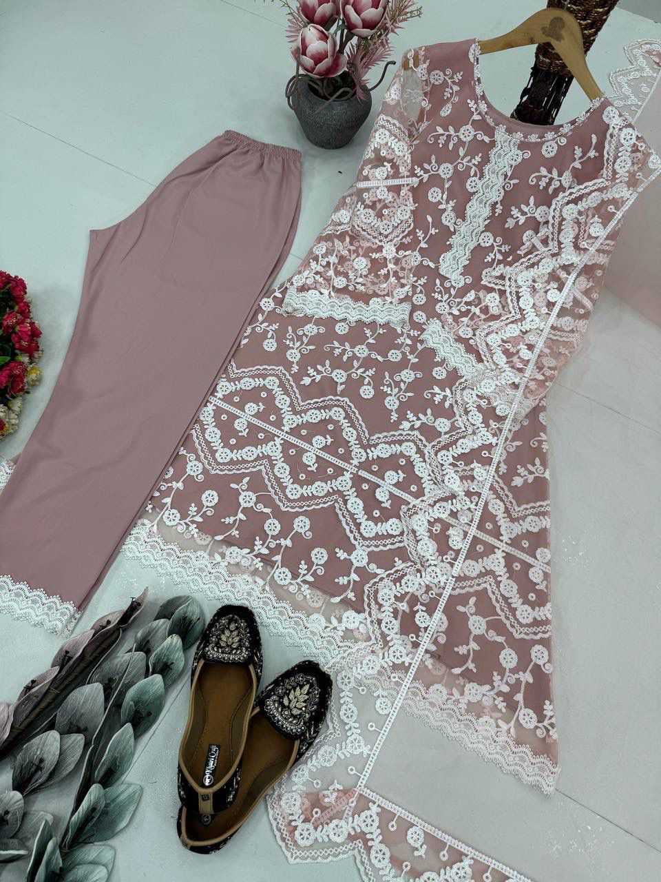 Soft Net Embroidery Suit
