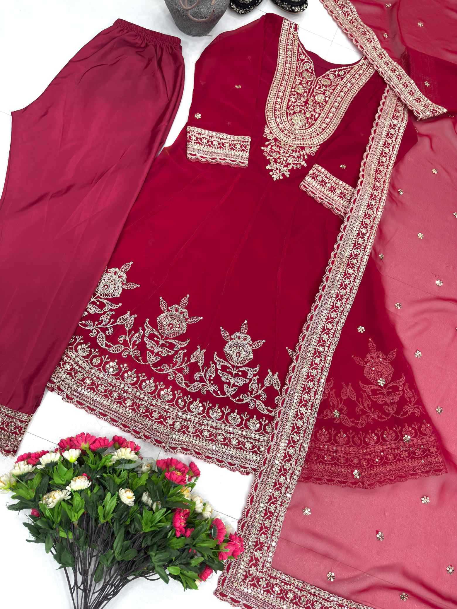 Faux Georgette Embroidery Suit