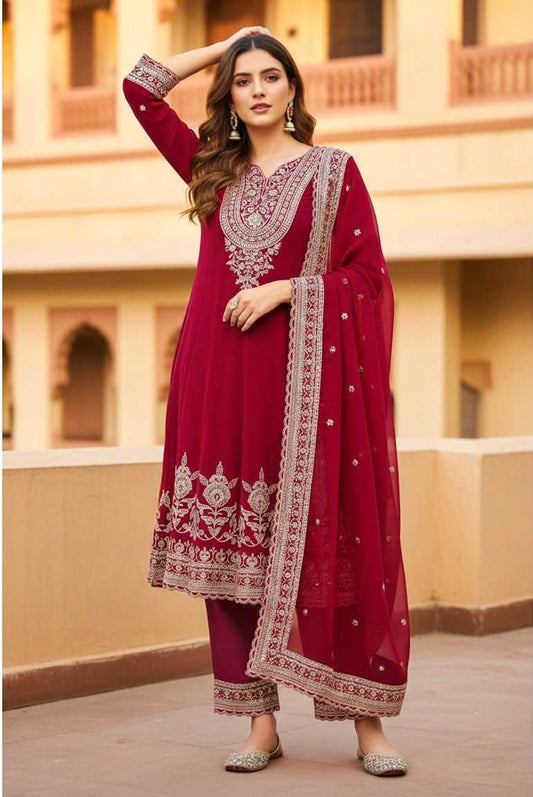 Faux Georgette Embroidery Suit
