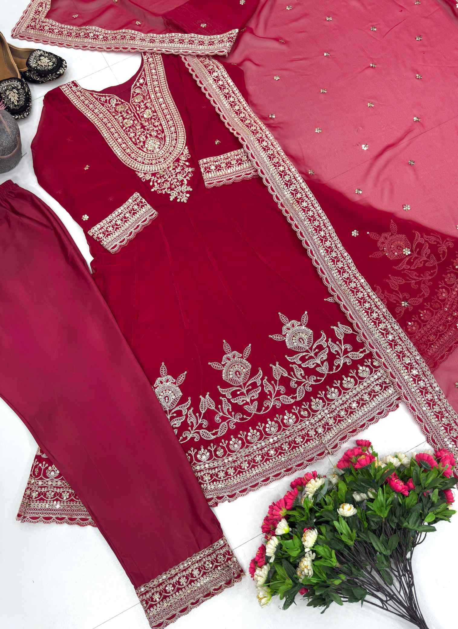 Faux Georgette Embroidery Suit