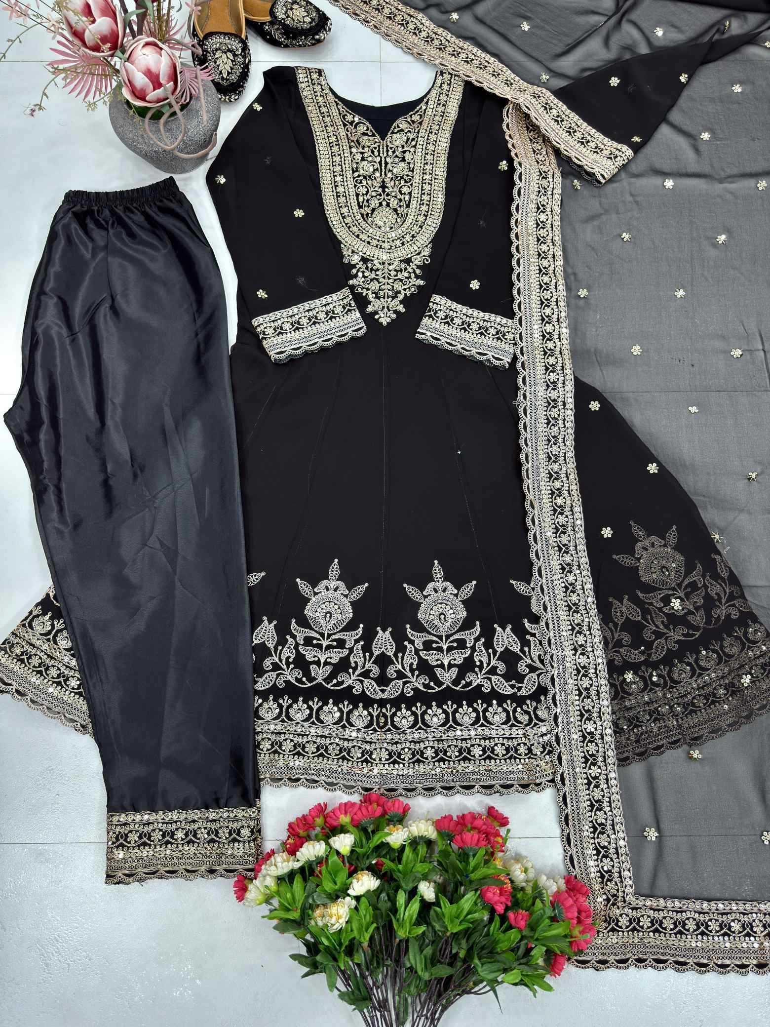 Faux Georgette Embroidery Suit
