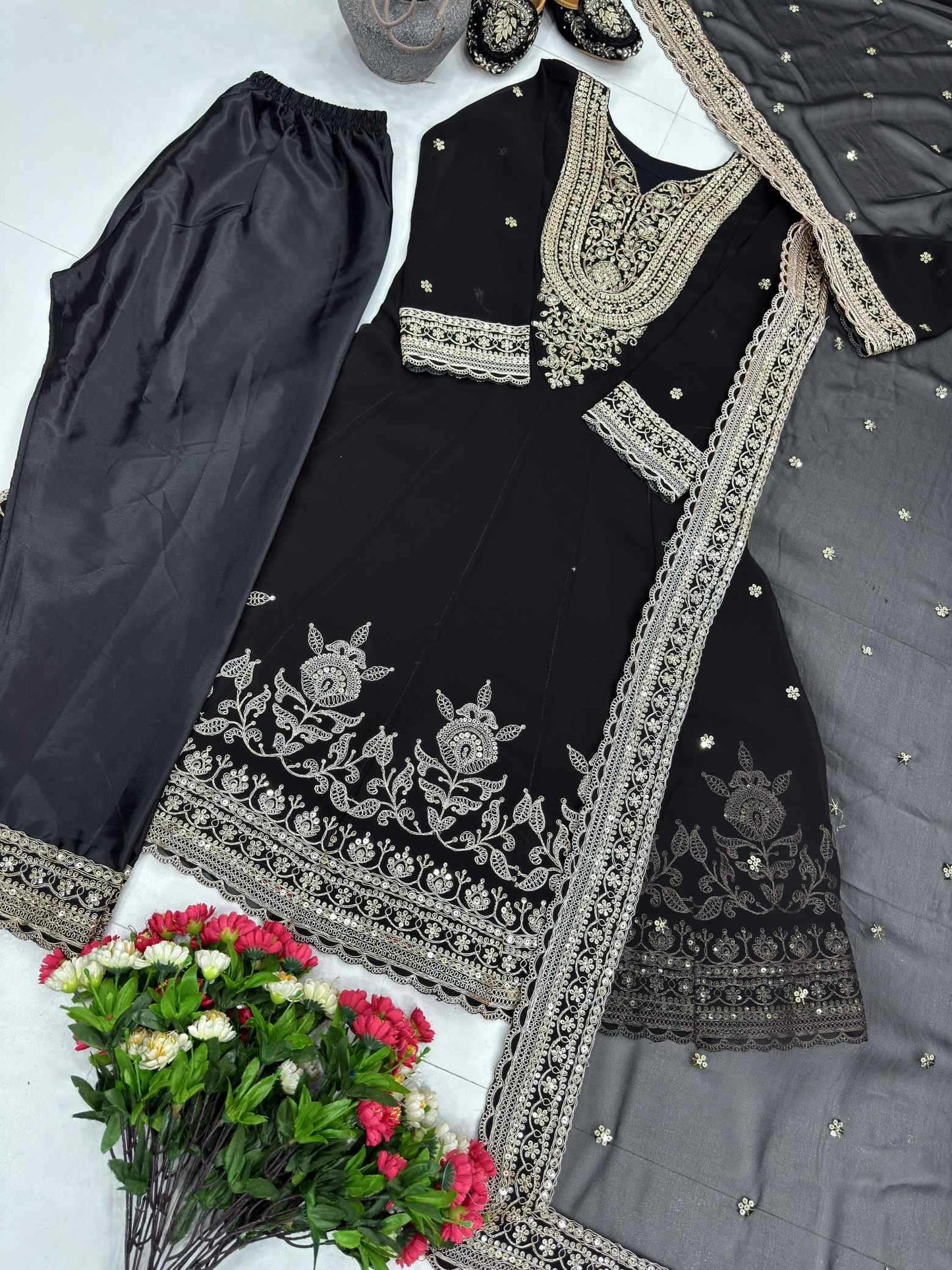 Faux Georgette Embroidery Suit