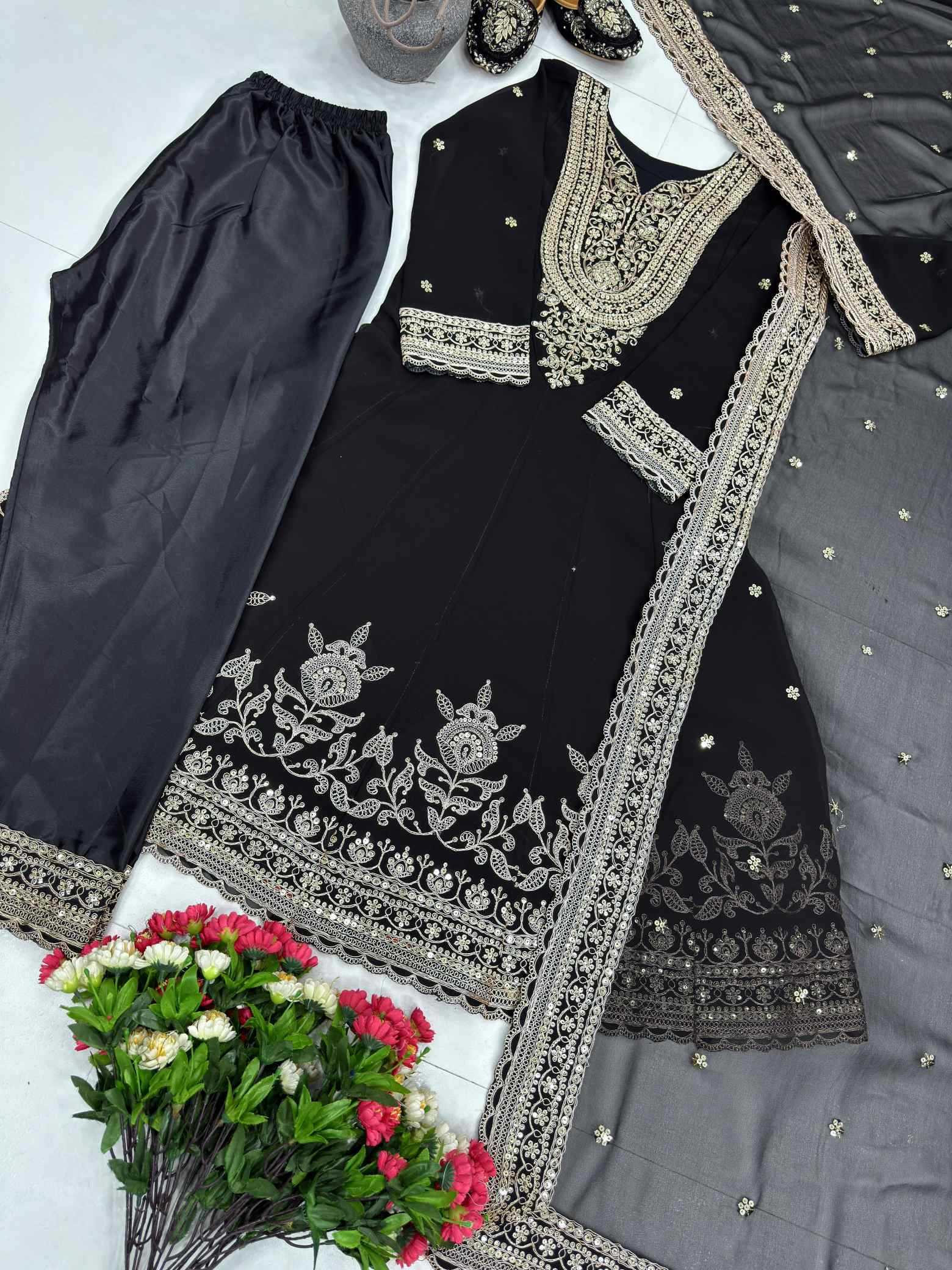 Faux Georgette Embroidery Suit