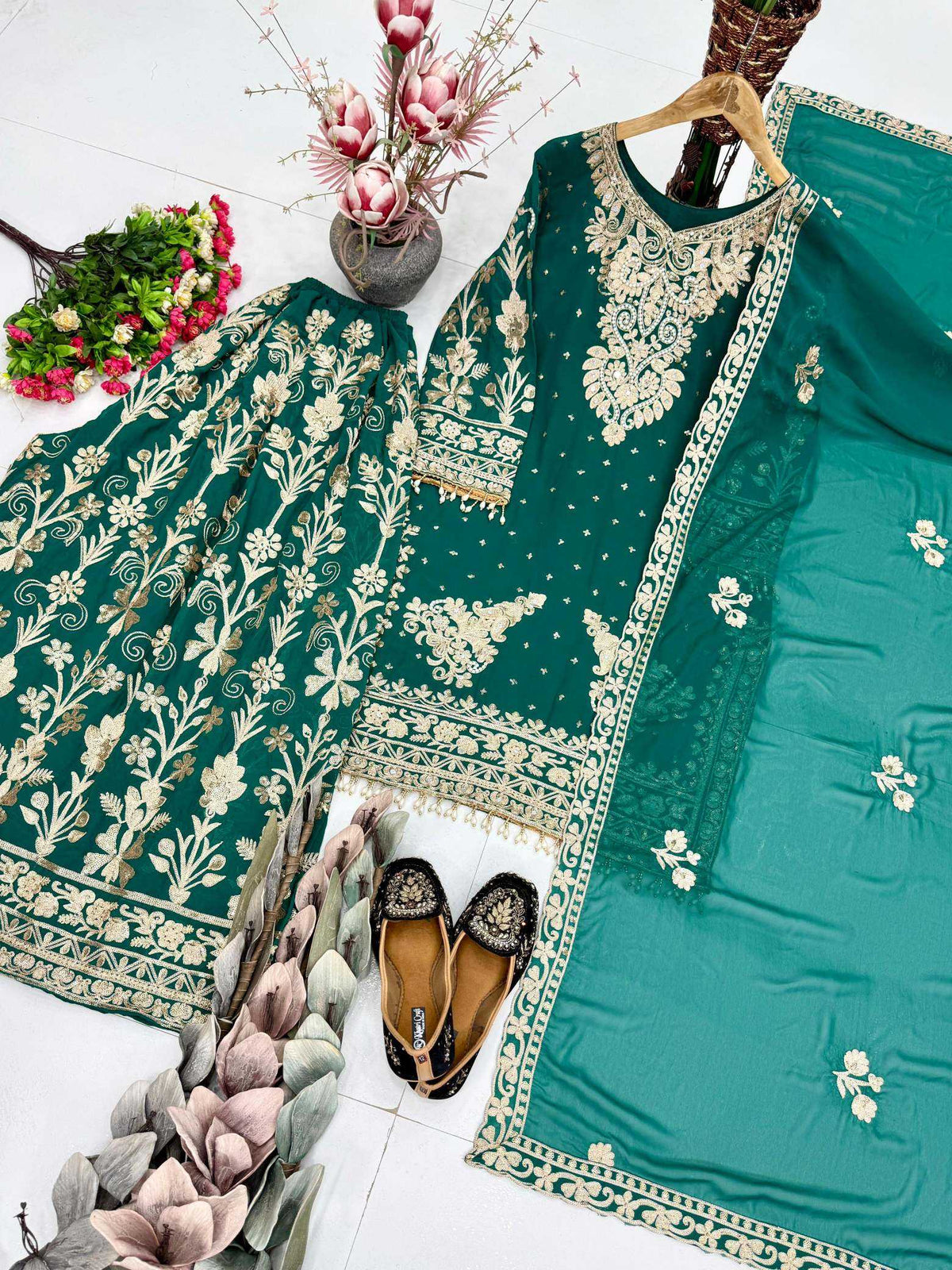 Faux Georgette Embroidery Suit JT-143040