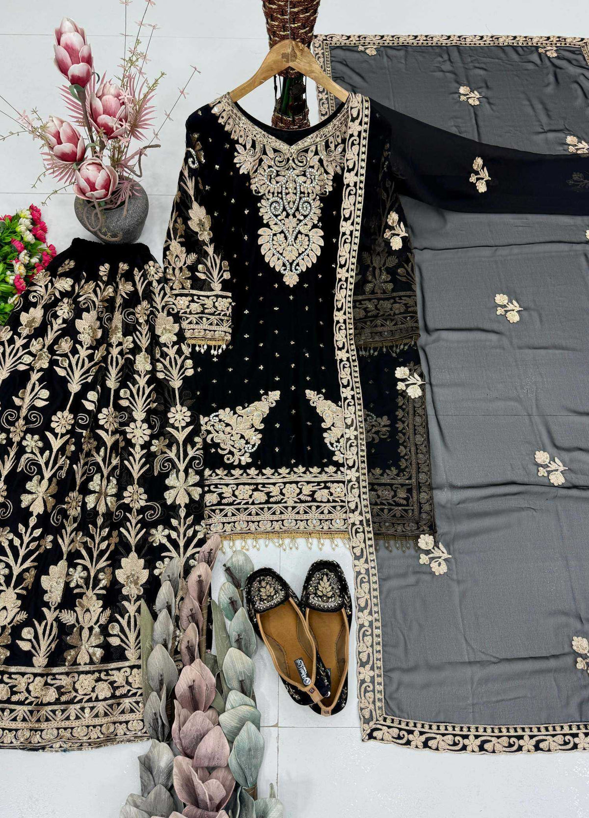 Faux Georgette Embroidery Suit JT-143040