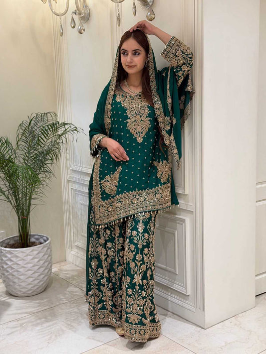 Faux Georgette Embroidery Suit JT-143040