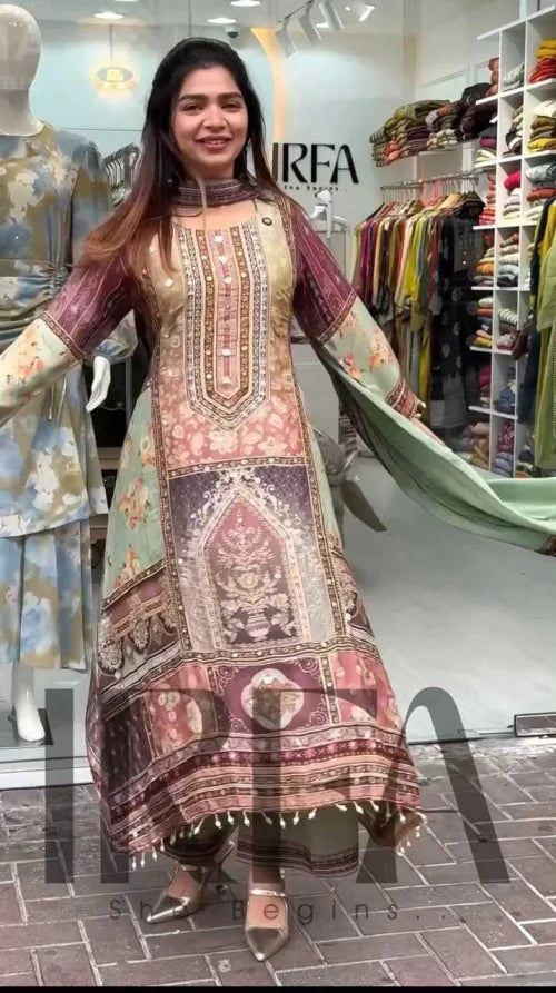 Faux Georgette Printed Suit