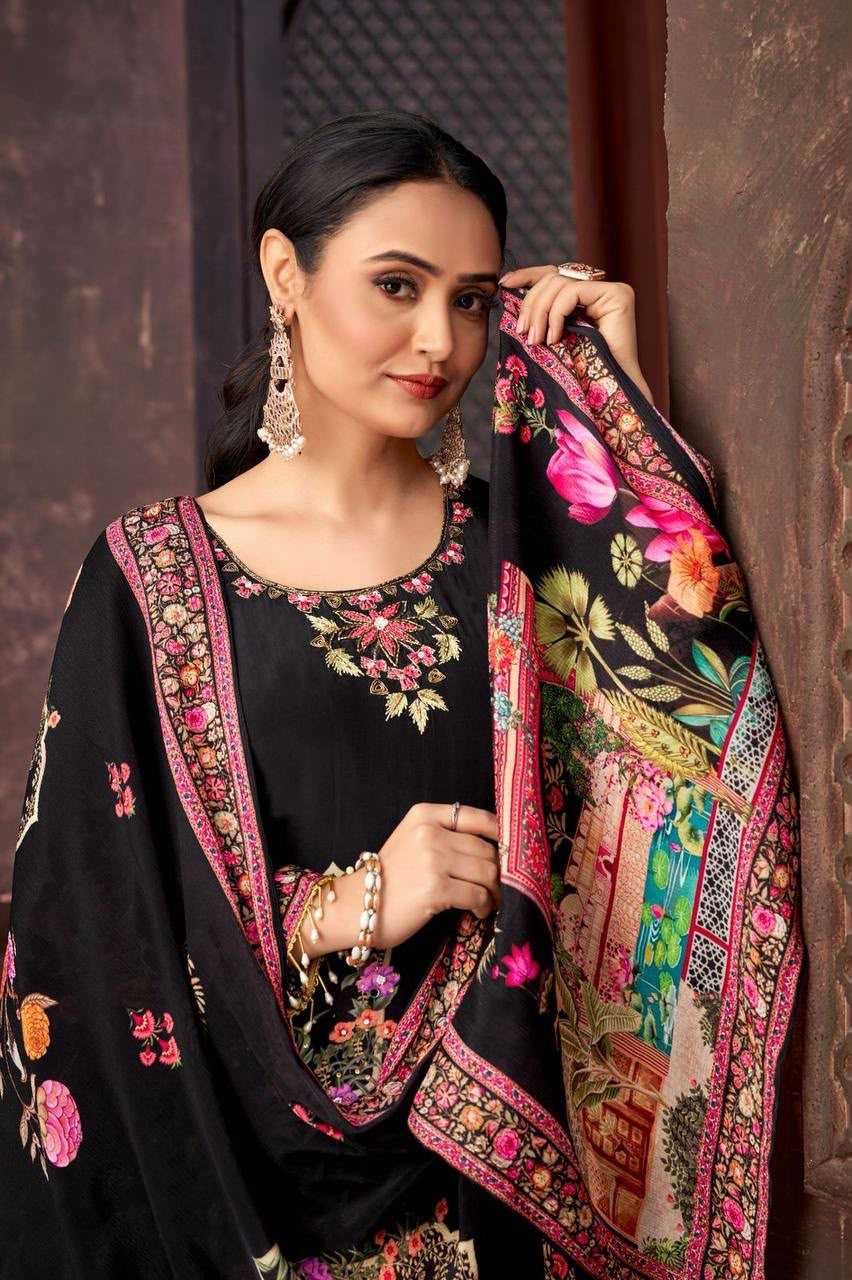 Faux Georgette Printed Suit in Red