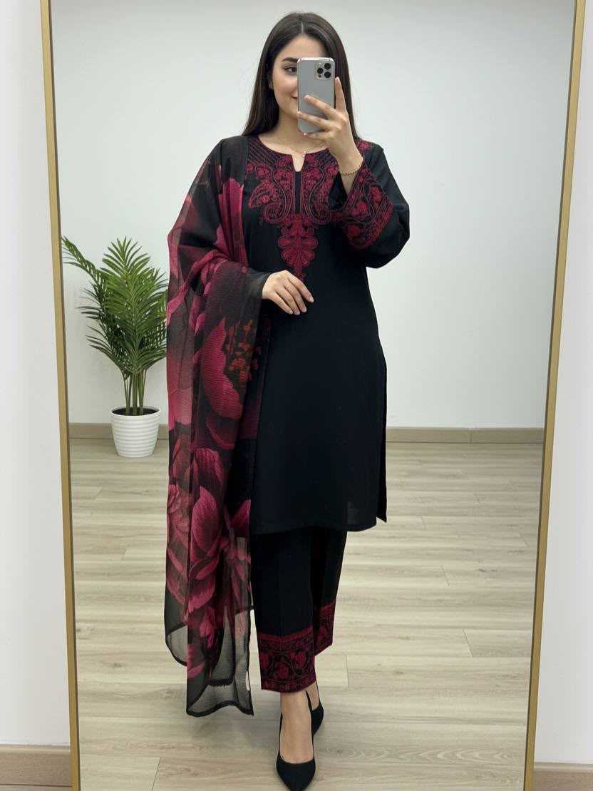 Heavy Roman Silk Embroidery Suit