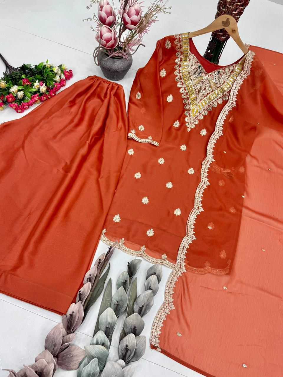 Heavy Silk Sharara Salwar Suit