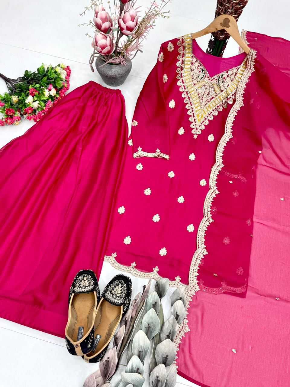Heavy Silk Sharara Salwar Suit