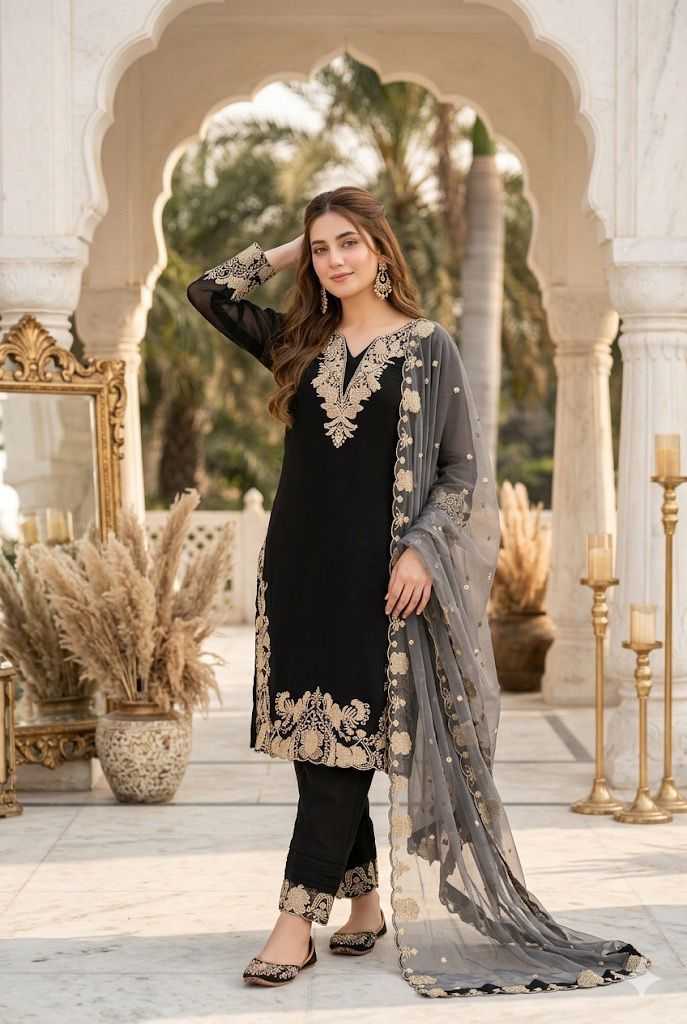 Faux Georgette Embroidery Suit