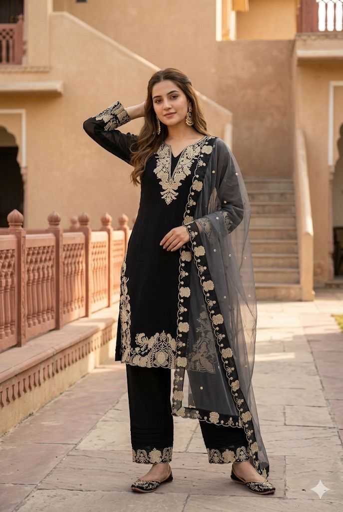 Faux Georgette Embroidery Suit