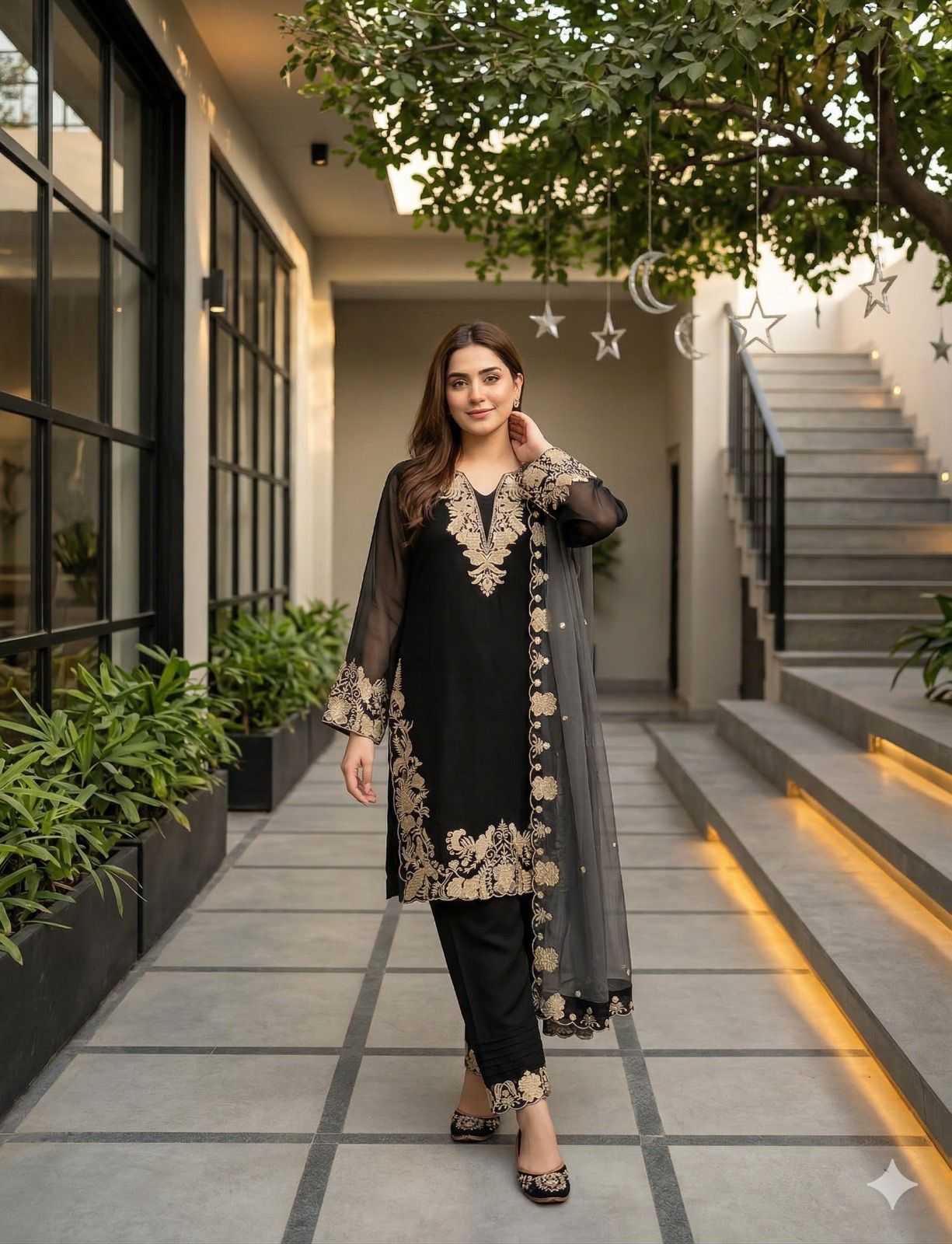 Faux Georgette Embroidery Suit