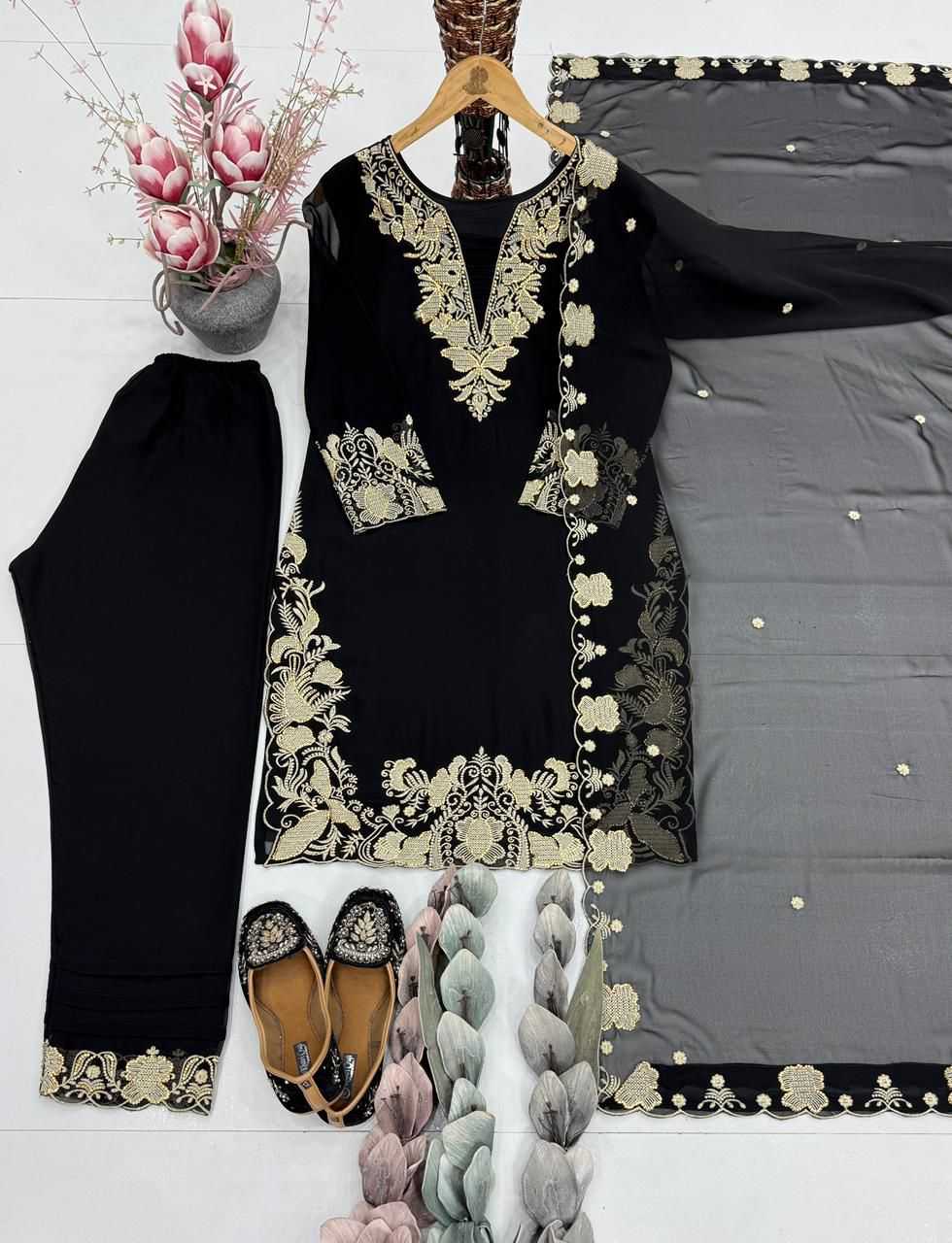 Faux Georgette Embroidery Suit