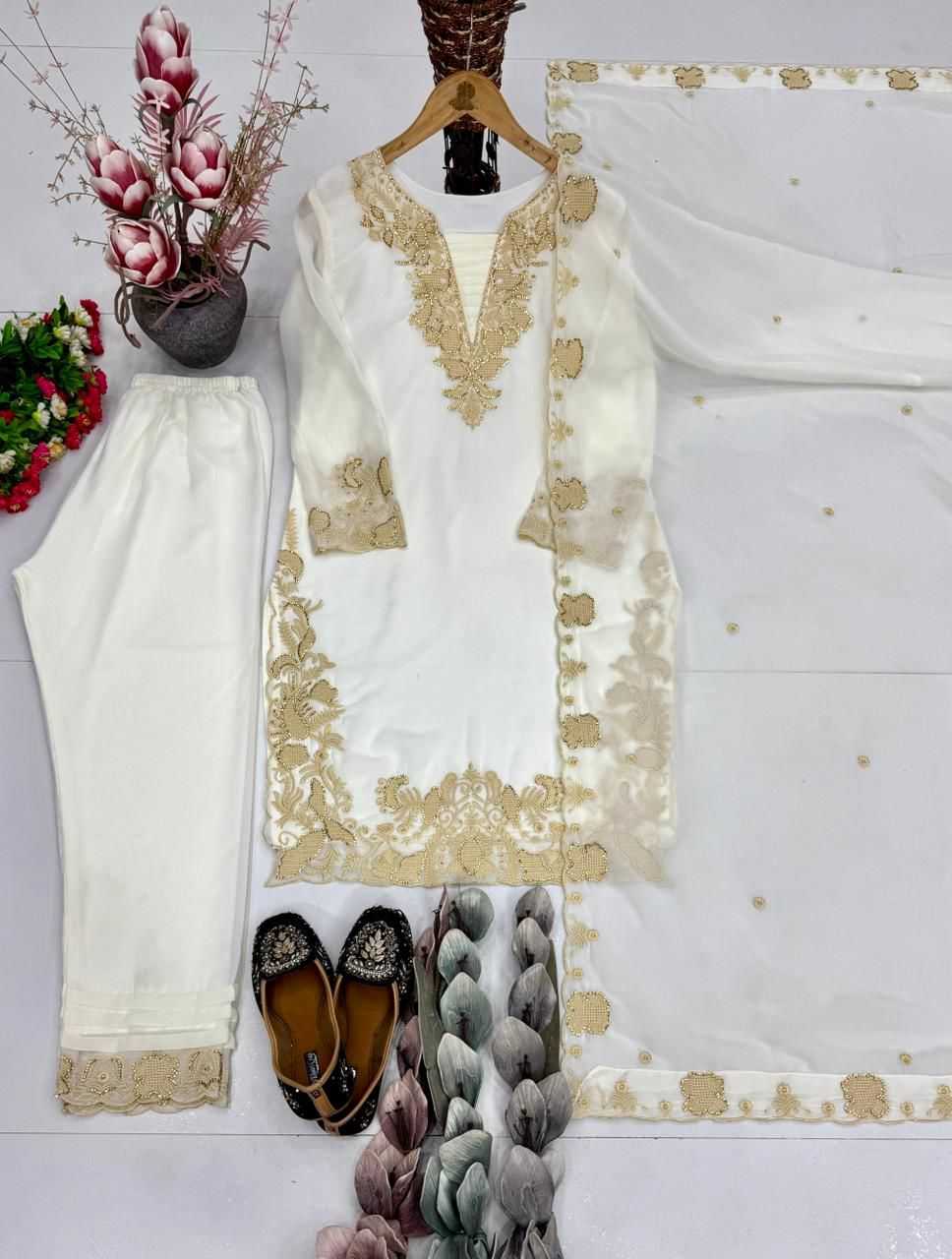 Faux Georgette Embroidery Suit