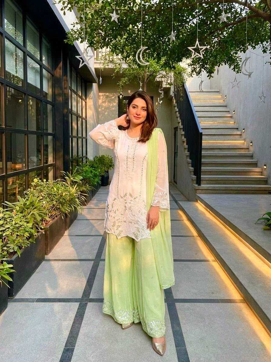 Faux Georgette Suit in Sky Blue