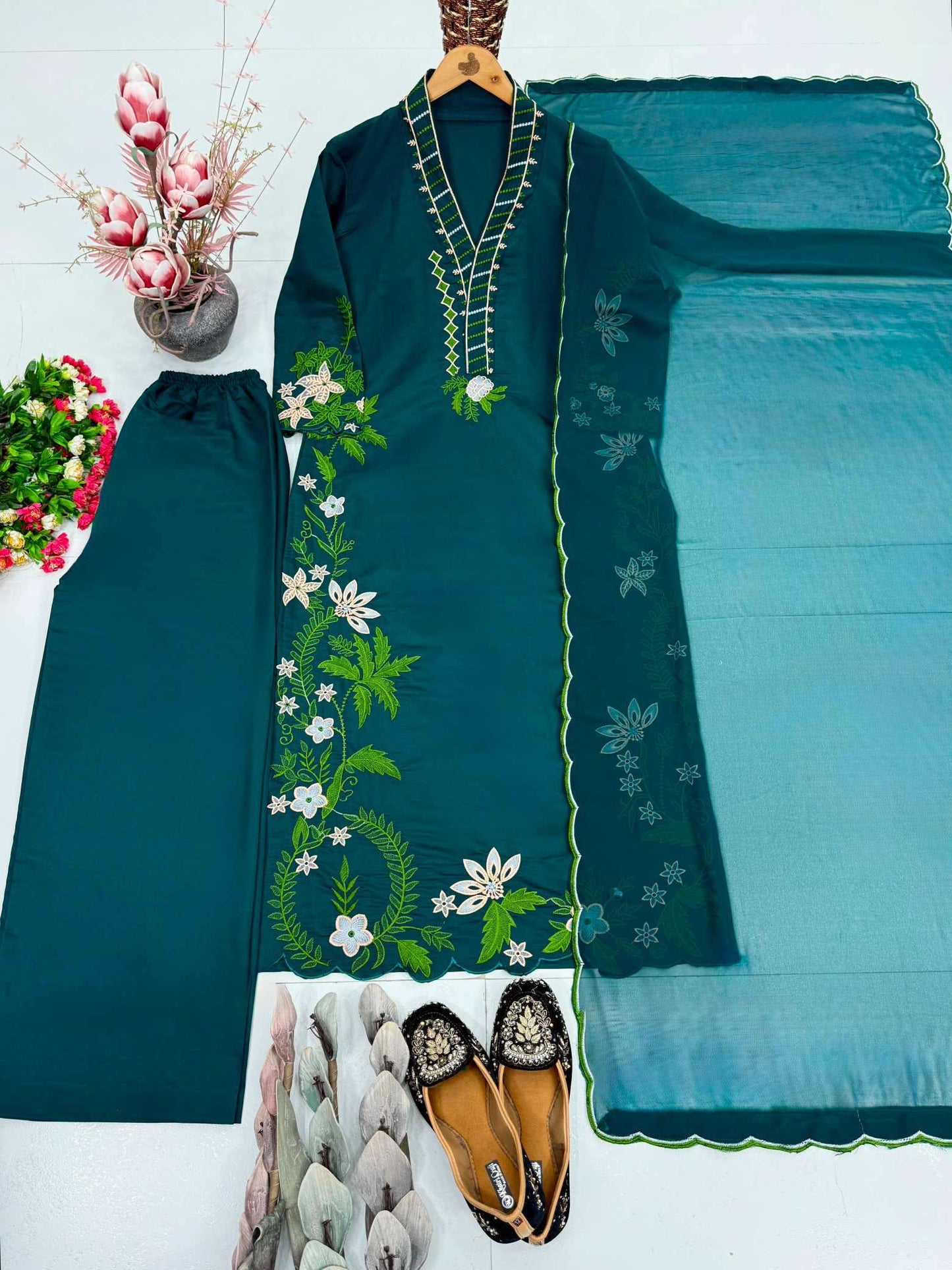 Heavy Roman Silk Embroidery Suit