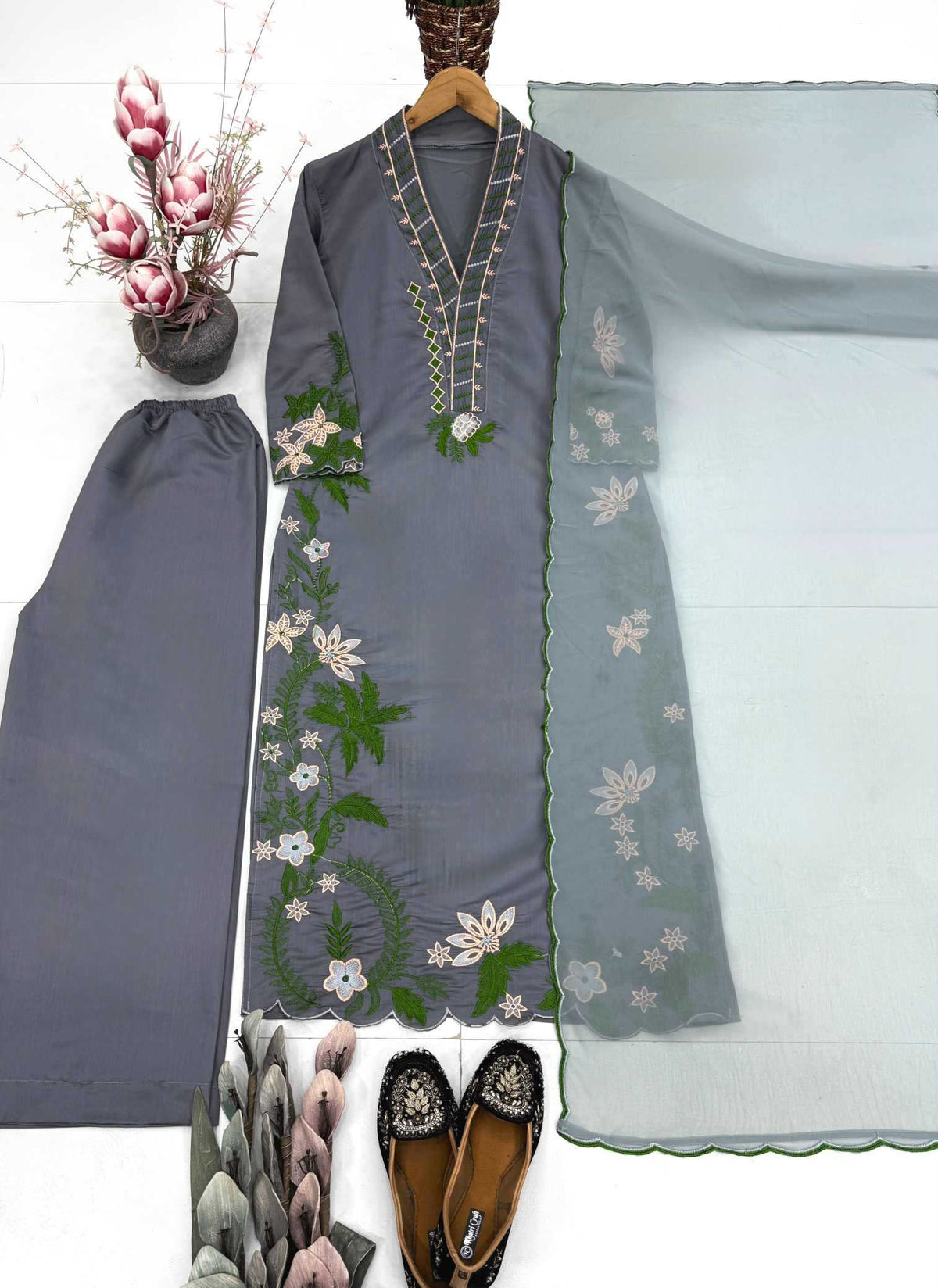 Heavy Roman Silk Embroidery Suit