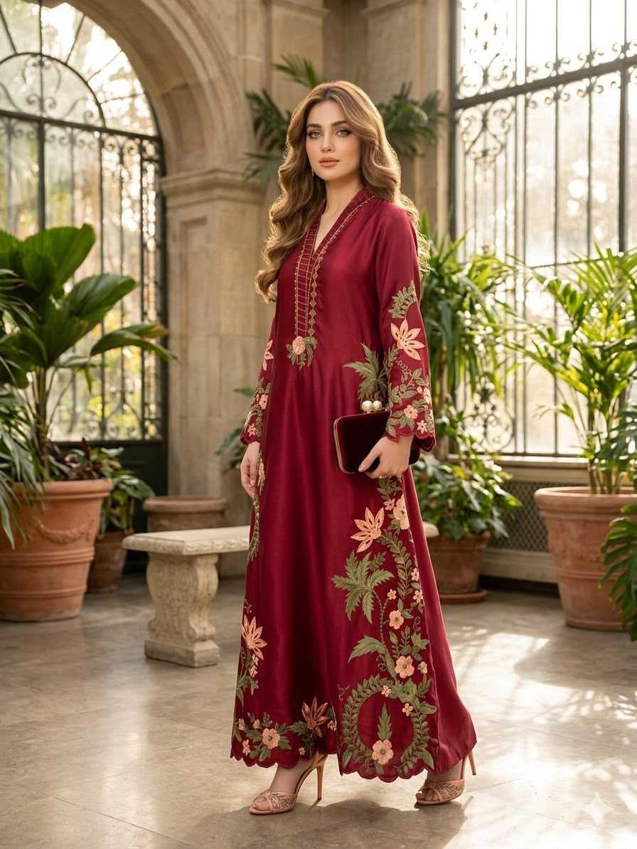 Heavy Roman Silk Embroidery Suit