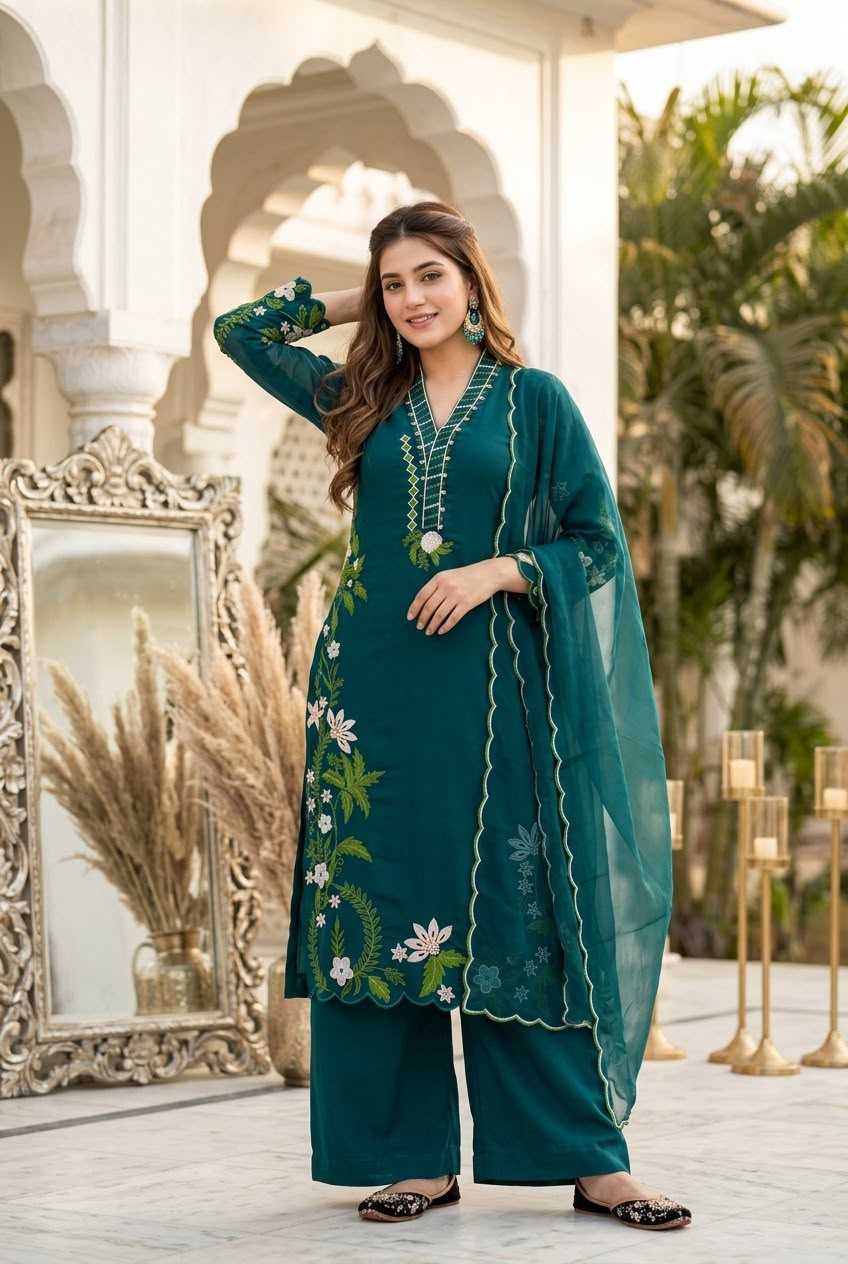 Heavy Roman Silk Embroidery Suit