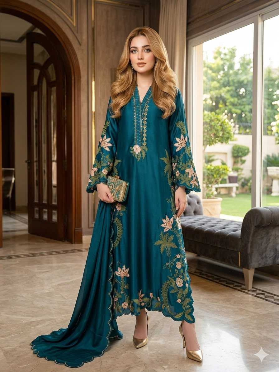 Heavy Roman Silk Embroidery Suit