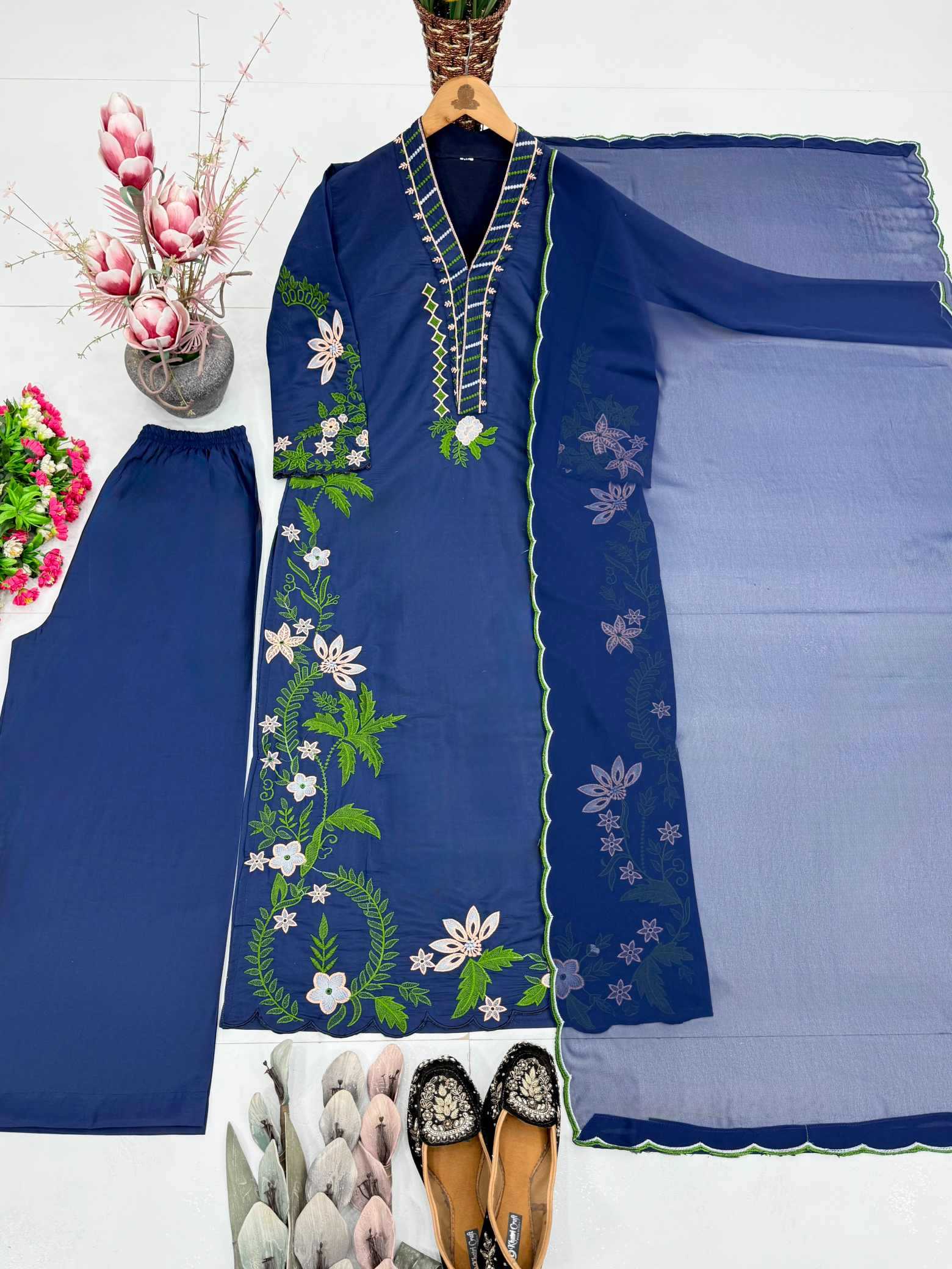 Heavy Roman Silk Embroidery Suit