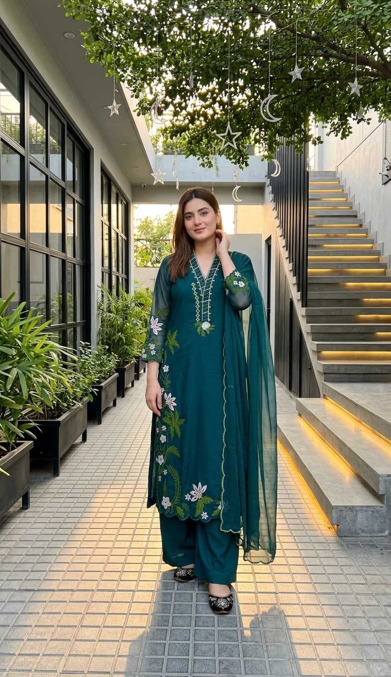 Heavy Roman Silk Embroidery Suit